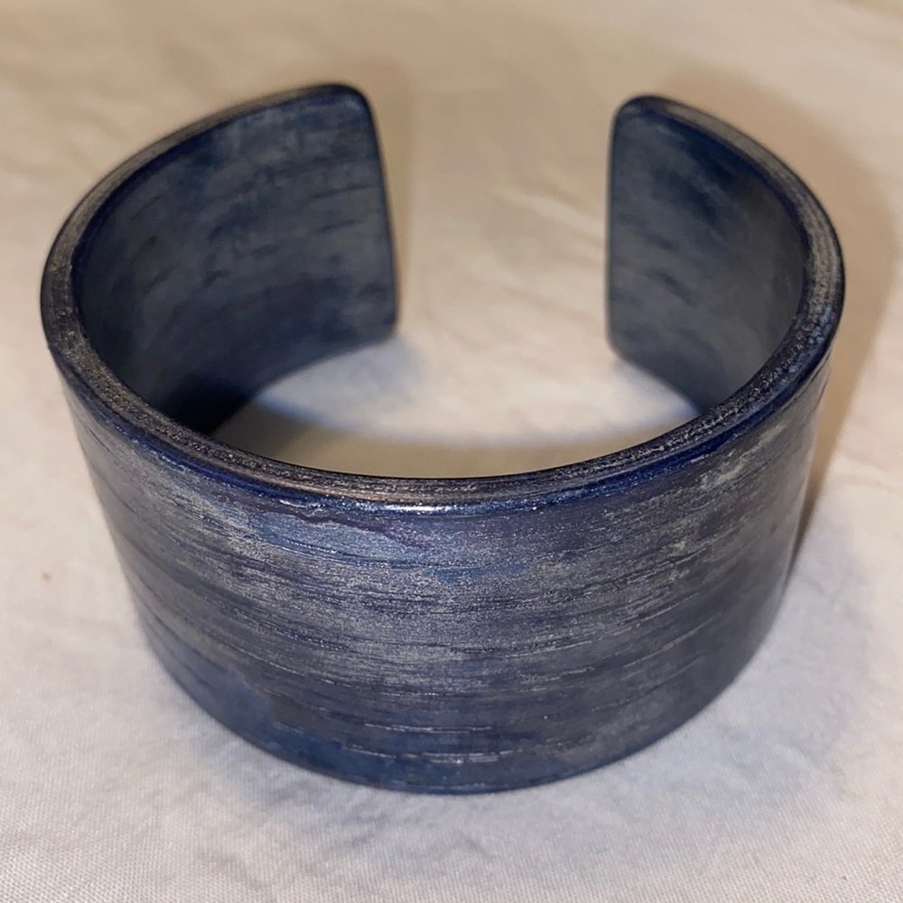 Blueish Gray Wooden Cuff Bracelet